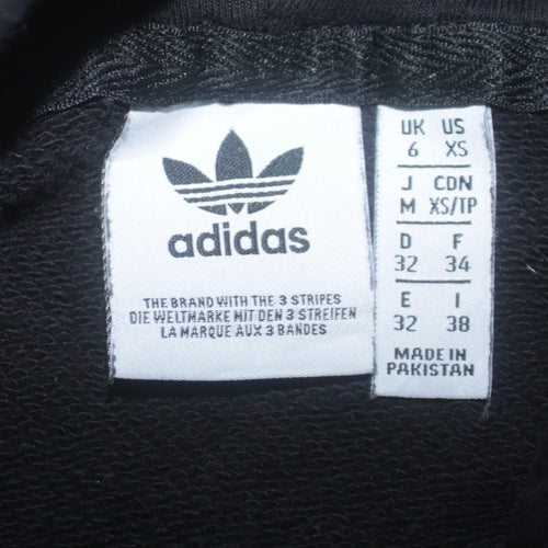 Adidas Womens Black Pullover Hoodie Size 6 Lightweight Cotton Casual