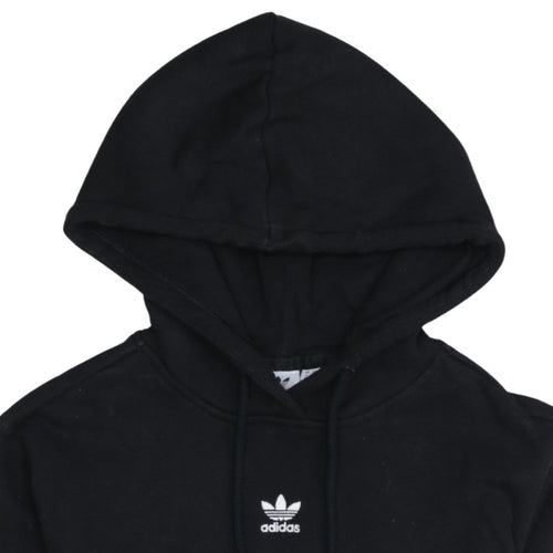 Adidas Womens Black Pullover Hoodie Size 6 Lightweight Cotton Casual