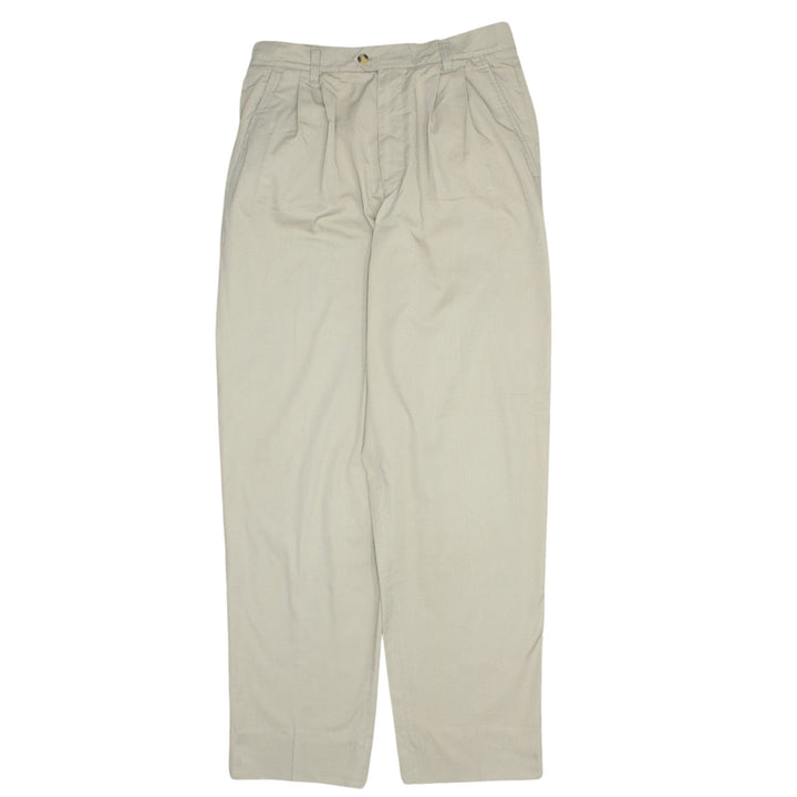 Fila Women Beige Pleated Chino Trousers Size 16 L