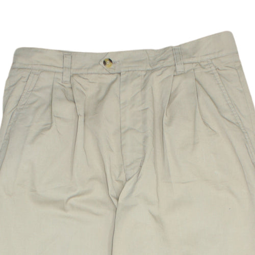 Fila Women Beige Pleated Chino Trousers Size 16 L