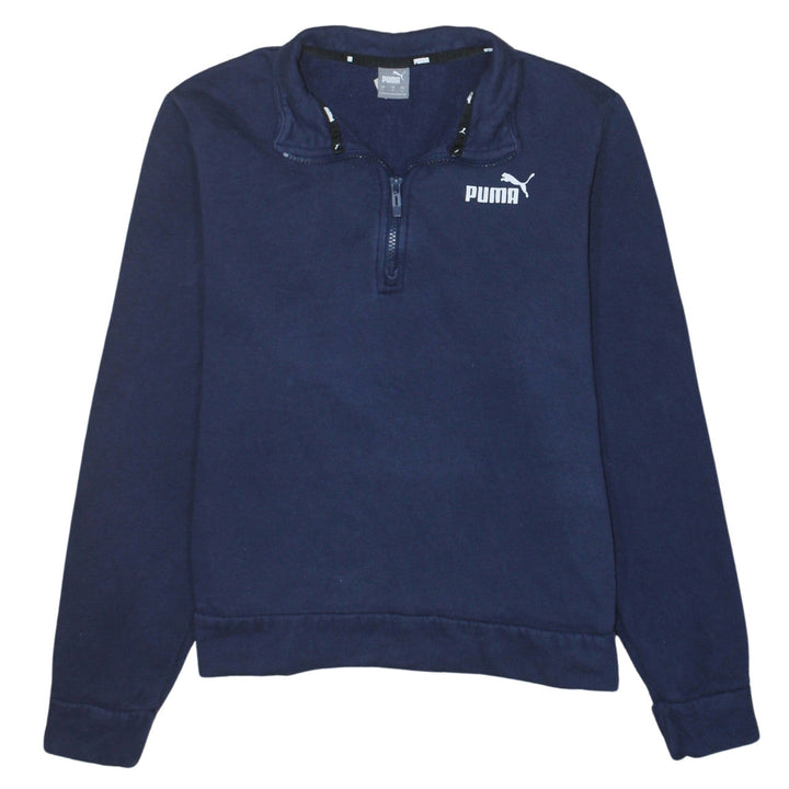 Puma Womens Navy 1/2 Zip Sweatshirt L Fleece Pullover