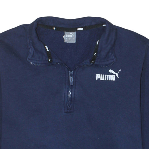 Puma Womens Navy 1/2 Zip Sweatshirt L Fleece Pullover