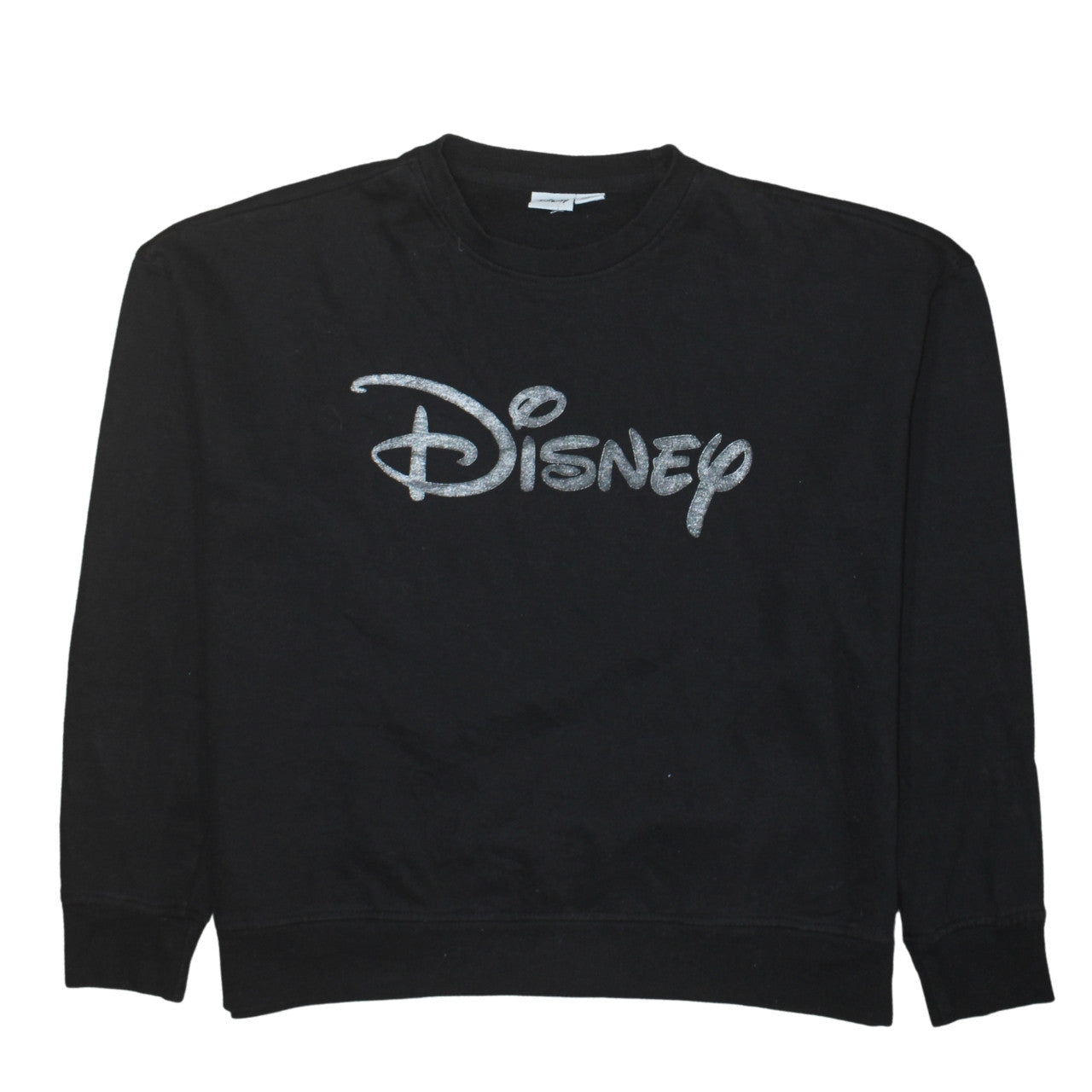 Disney Womens Black Glitter Logo Pullover Sweatshirt Size M