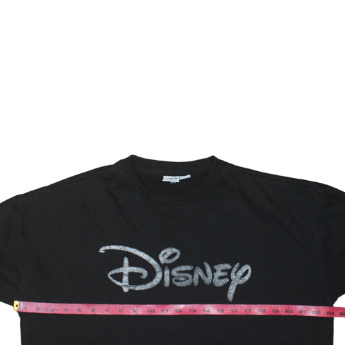 Disney Womens Black Glitter Logo Pullover Sweatshirt Size M