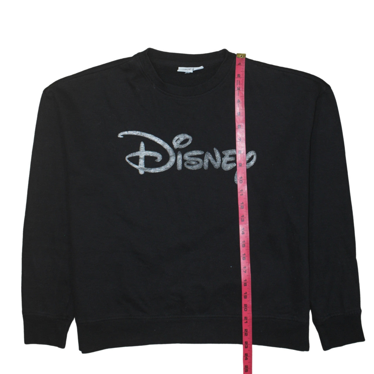Disney Womens Black Glitter Logo Pullover Sweatshirt Size M