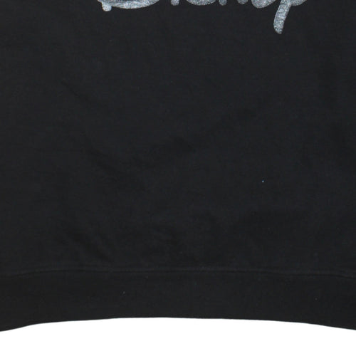 Disney Womens Black Glitter Logo Pullover Sweatshirt Size M