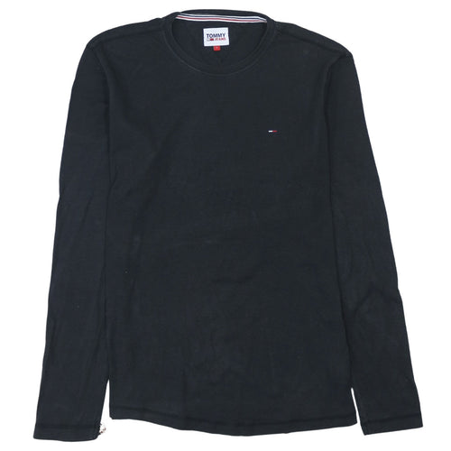 Tommy Jeans Men's Black Long Sleeve Crew Neck Cotton T-Shirt L