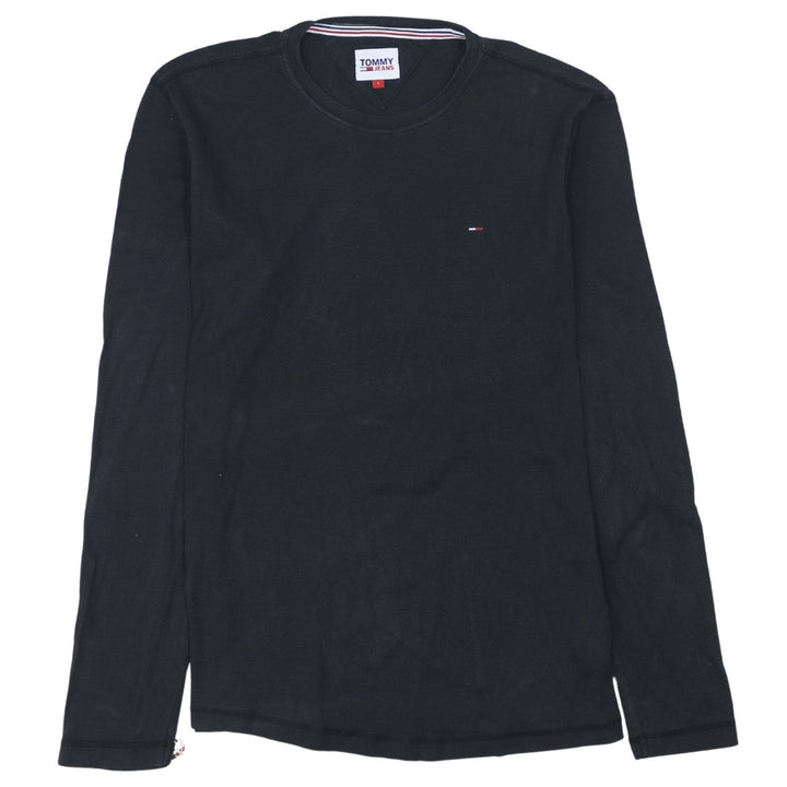 Tommy Jeans Men's Black Long Sleeve Crew Neck Cotton T-Shirt L
