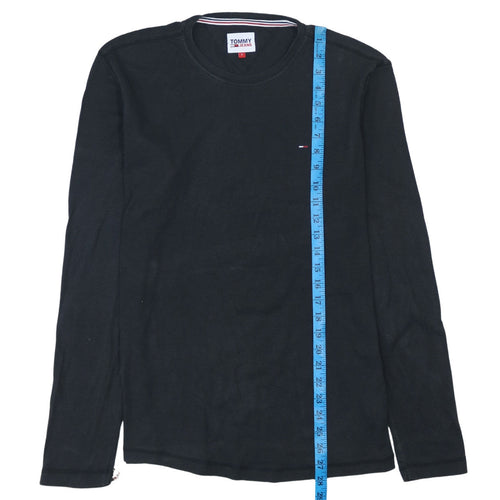 Tommy Jeans Men's Black Long Sleeve Crew Neck Cotton T-Shirt L