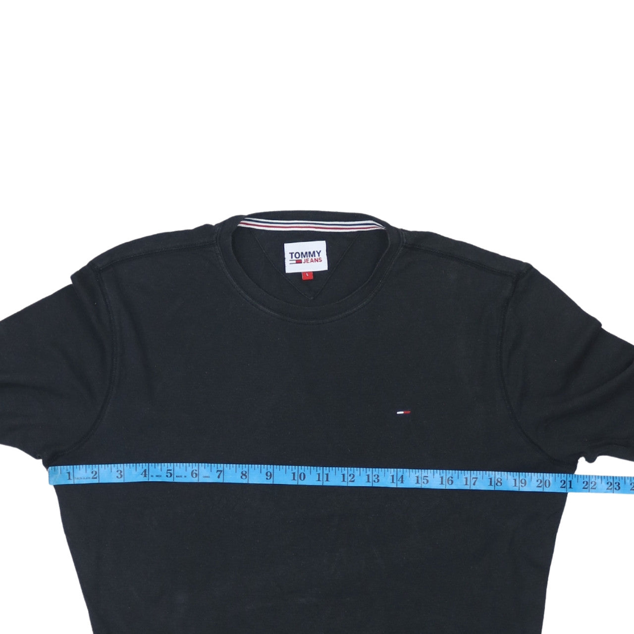 Tommy Jeans Men's Black Long Sleeve Crew Neck Cotton T-Shirt L