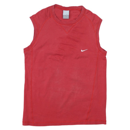 Nike Men Red Sleeveless Tank Top S Regular Fit Activewear