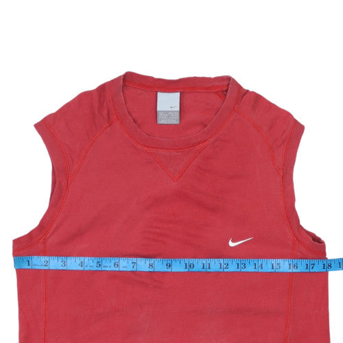 Nike Men Red Sleeveless Tank Top S Regular Fit Activewear