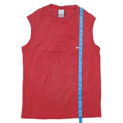 Nike Men Red Sleeveless Tank Top S Regular Fit Activewear