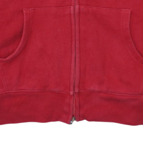 Tommy Hilfiger Womens Red Full Zip Hoodie L Embroidered Logo Casual