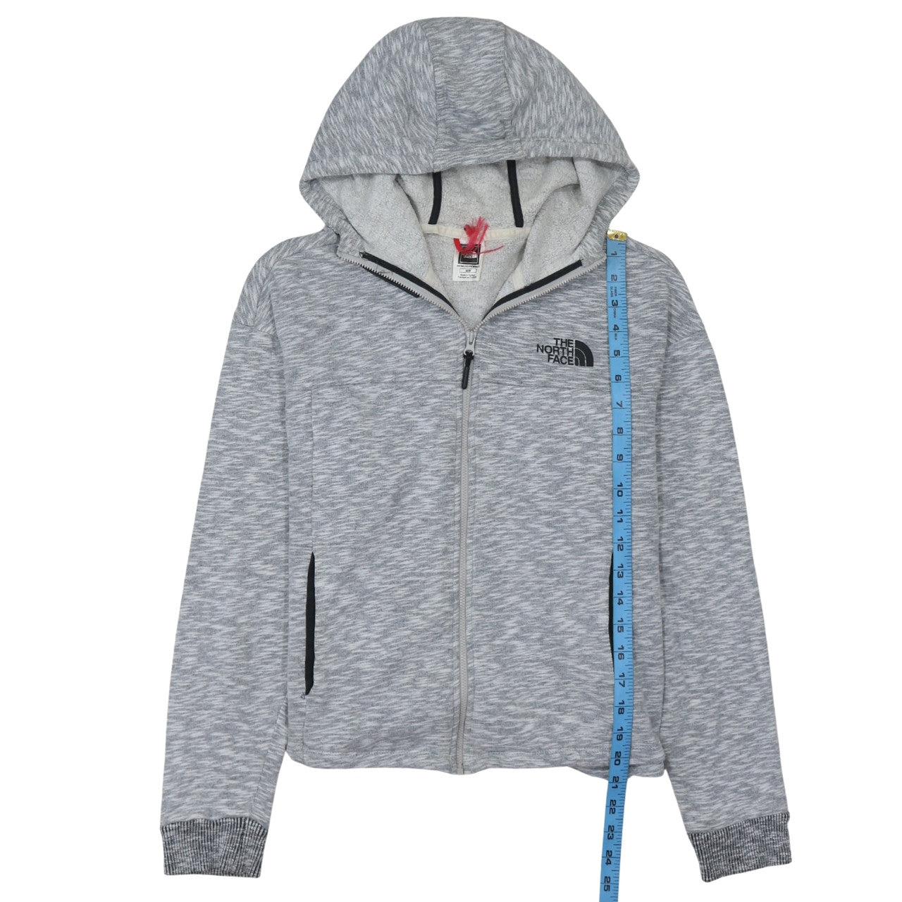 The North Face Womens Grey Full Zip Hoodie Medium 100% Cotton