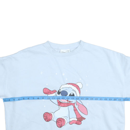 Disney Primark Women Blue Stitch Christmas Sweatshirt XL