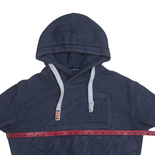Superdry Men's Blue Pullover Hoodie Size S Regular Fit Logo Fleece