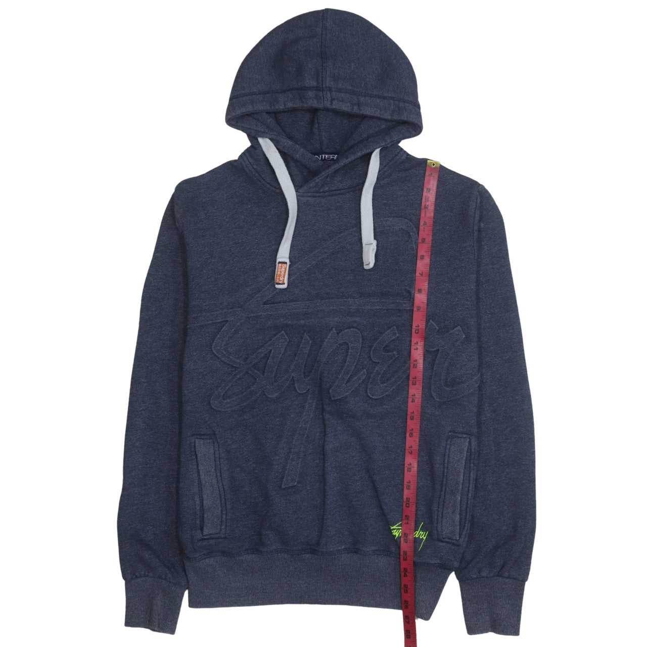 Superdry Men's Blue Pullover Hoodie Size S Regular Fit Logo Fleece
