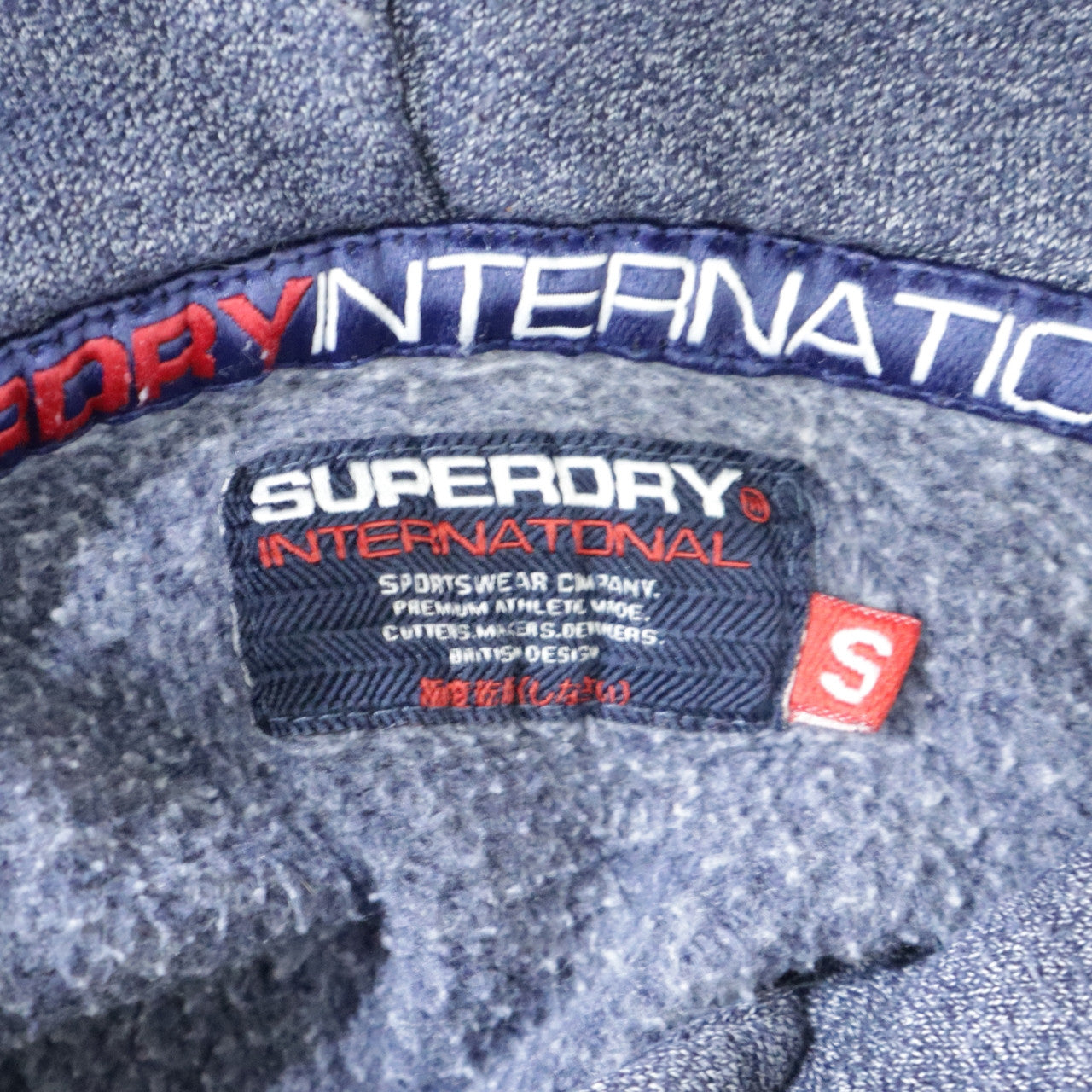 Superdry Men's Blue Pullover Hoodie Size S Regular Fit Logo Fleece