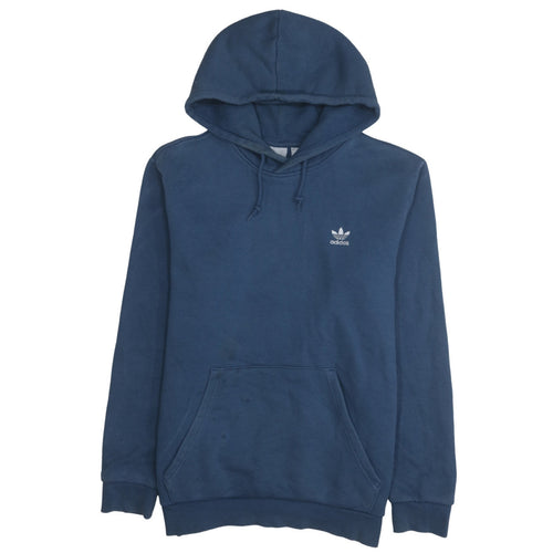 Adidas Men Blue Pullover Hoodie L Regular Fit Logo Sportswear