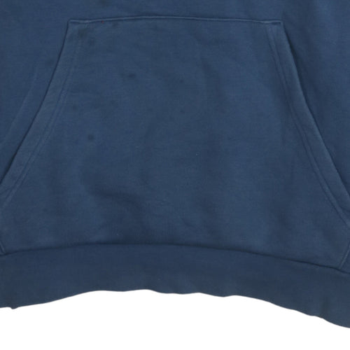 Adidas Men Blue Pullover Hoodie L Regular Fit Logo Sportswear