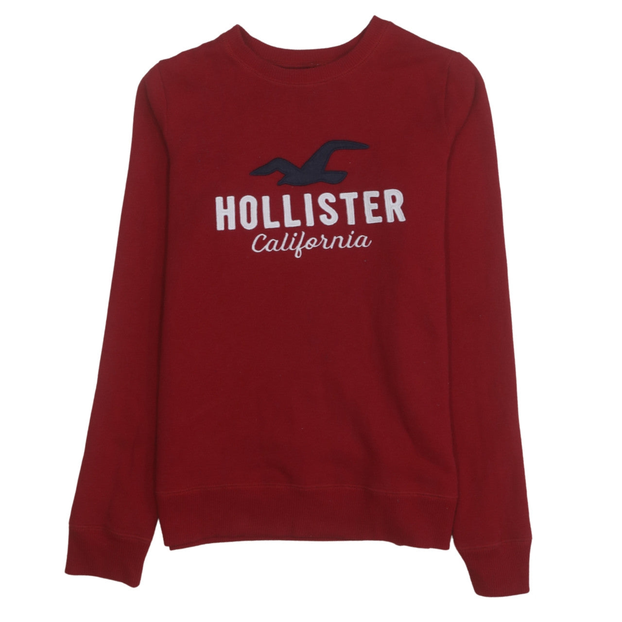 Hollister Women Red Crew Neck Pullover Sweatshirt XS