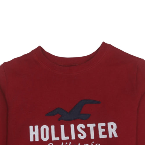 Hollister Women Red Crew Neck Pullover Sweatshirt XS