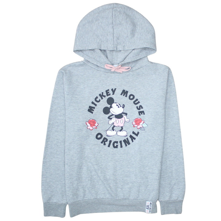Disney Women Grey Mickey Mouse Hoodie Size 14 Pullover Hooded Sweatshirt