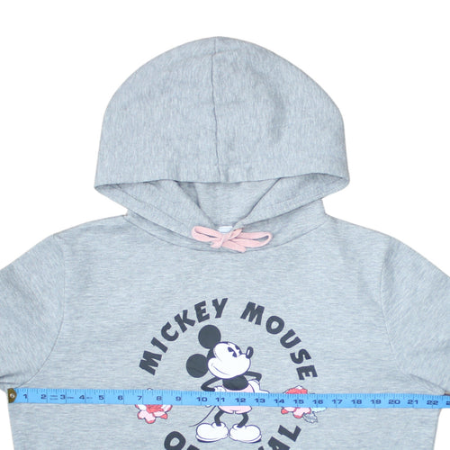 Disney Women Grey Mickey Mouse Hoodie Size 14 Pullover Hooded Sweatshirt