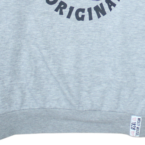 Disney Women Grey Mickey Mouse Hoodie Size 14 Pullover Hooded Sweatshirt