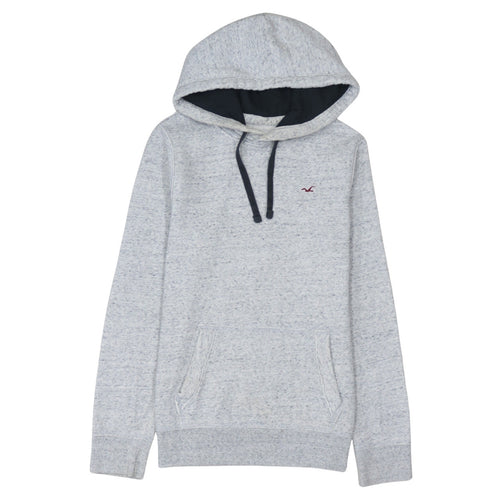 Hollister Men's Grey Pullover Hoodie Small Logo Fleece Sweatshirt