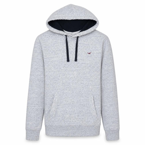 Hollister Men's Grey Pullover Hoodie Small Logo Fleece Sweatshirt