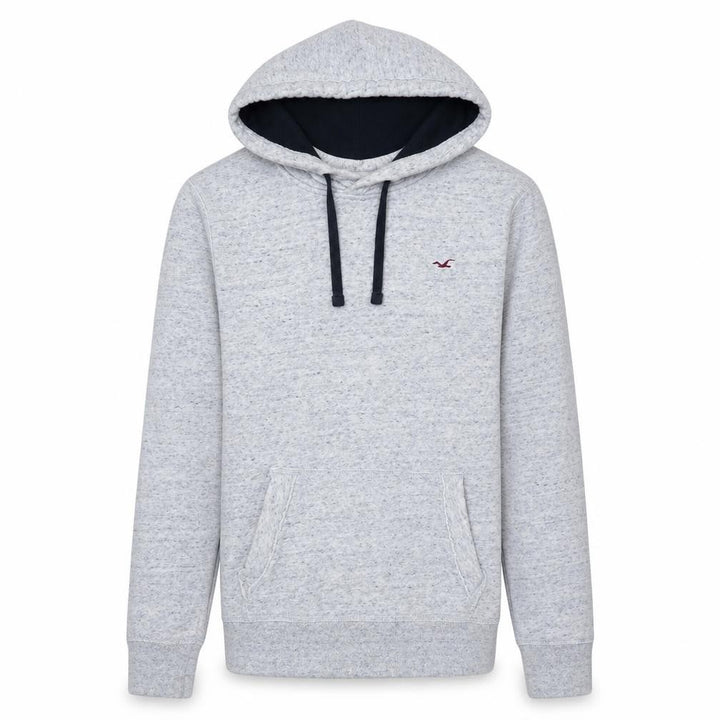 Hollister Men's Grey Pullover Hoodie Small Logo Fleece Sweatshirt
