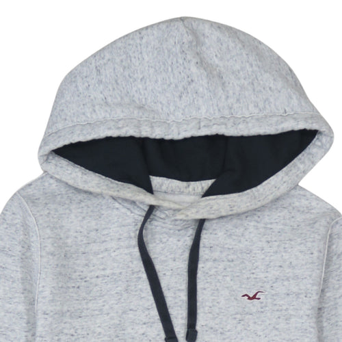 Hollister Men's Grey Pullover Hoodie Small Logo Fleece Sweatshirt