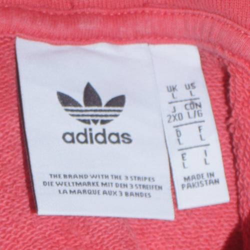 Adidas Women’s Coral Hoodie Pullover Large Logo Cotton Casual Wear