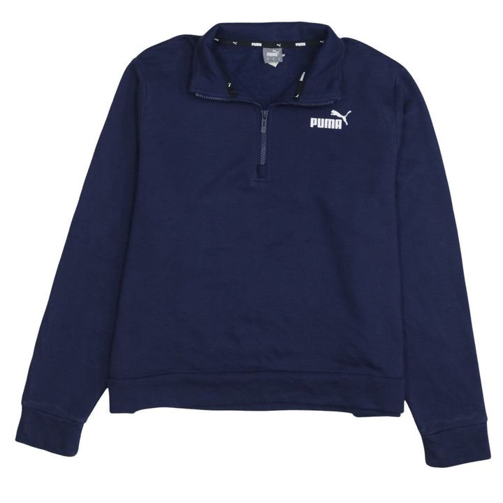 Puma Womens Navy 1/4 Zip Sweatshirt XL Cotton Blend Casual
