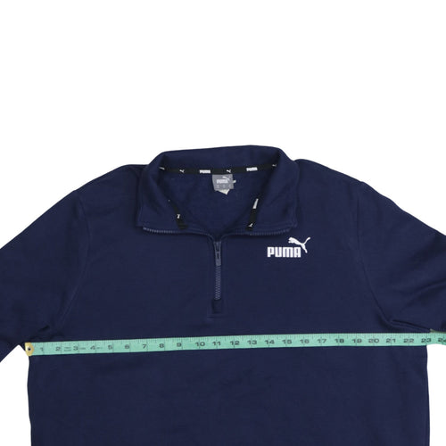 Puma Womens Navy 1/4 Zip Sweatshirt XL Cotton Blend Casual