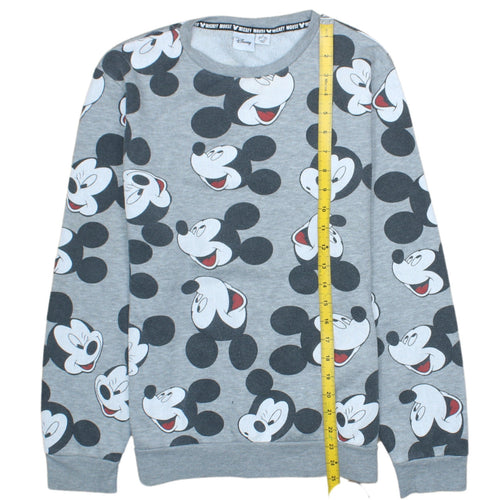 Disney Women Grey Mickey Mouse Print Pullover Sweatshirt Size S