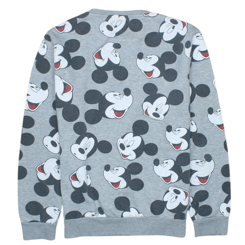 Disney Women Grey Mickey Mouse Print Pullover Sweatshirt Size S