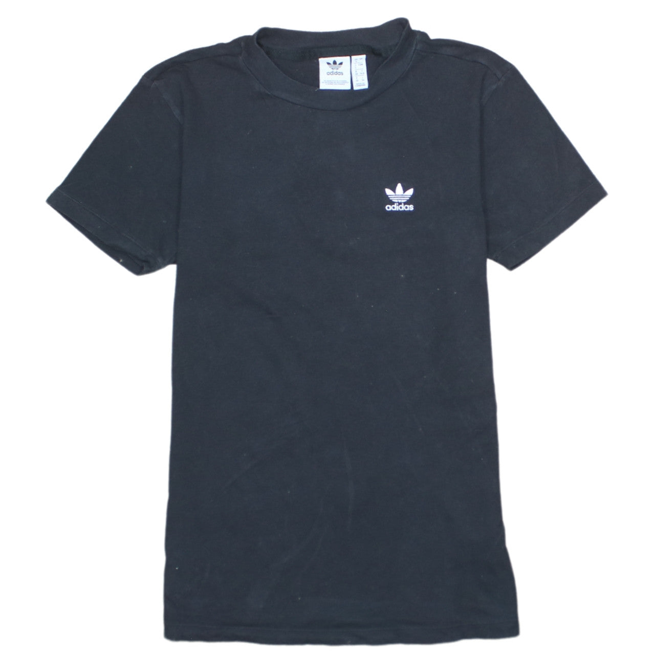 Adidas Women Black Cotton Short Sleeve Crew Neck T-Shirt Size 4