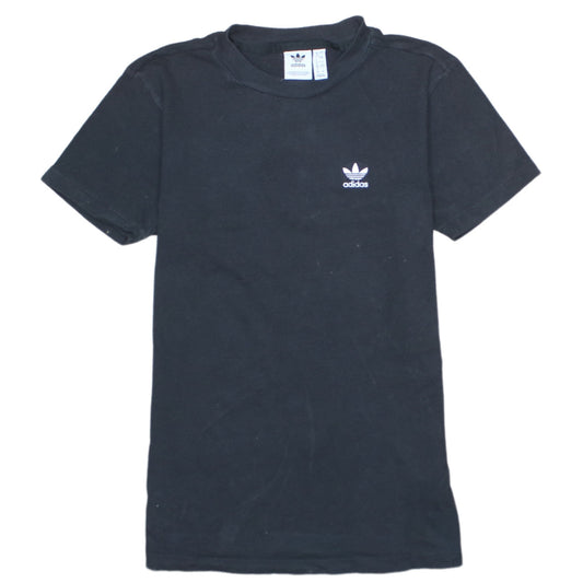 Adidas Women Black Cotton Short Sleeve Crew Neck T-Shirt Size 4