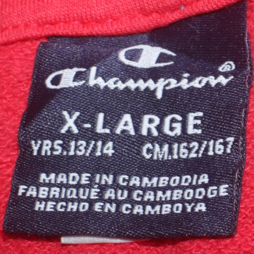 Champion Boys Red Pullover Hoodie 13-14 Years Logo Print