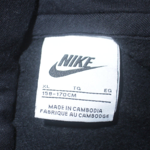 Nike Boys Black XL Pullover Hoodie with Embroidered Logo