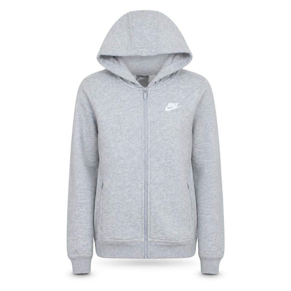 Front view of Nike women’s grey full zip hoodie small lightweight athletic sweatshirt