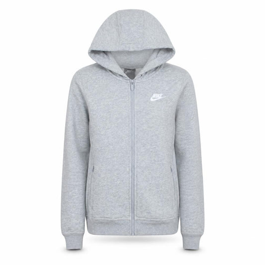 Front view of Nike women’s grey full zip hoodie small lightweight athletic sweatshirt