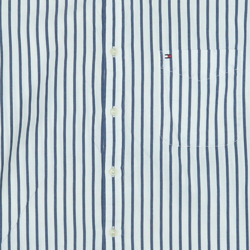 Tommy Hilfiger Men Blue Striped Button-Up Cotton Shirt XL