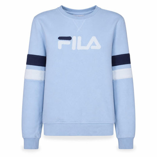Front view of Fila Women's Light Blue Crew Neck Logo Sweatshirt, size L