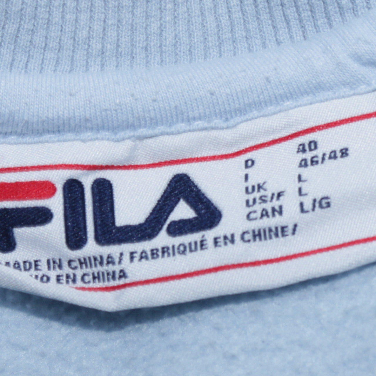 Fila Women's Light Blue Crew Neck Logo Sweatshirt Size L