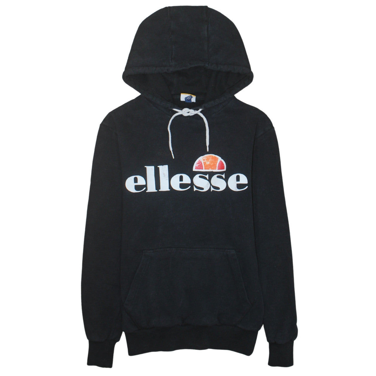 Ellesse Womens Black Pullover Hoodie UK 6 Cotton Blend Logo Casual