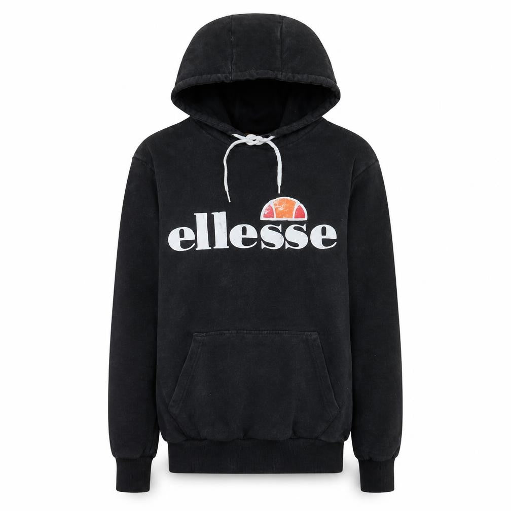 Ellesse Womens Black Pullover Hoodie UK 6 Cotton Blend Logo Casual